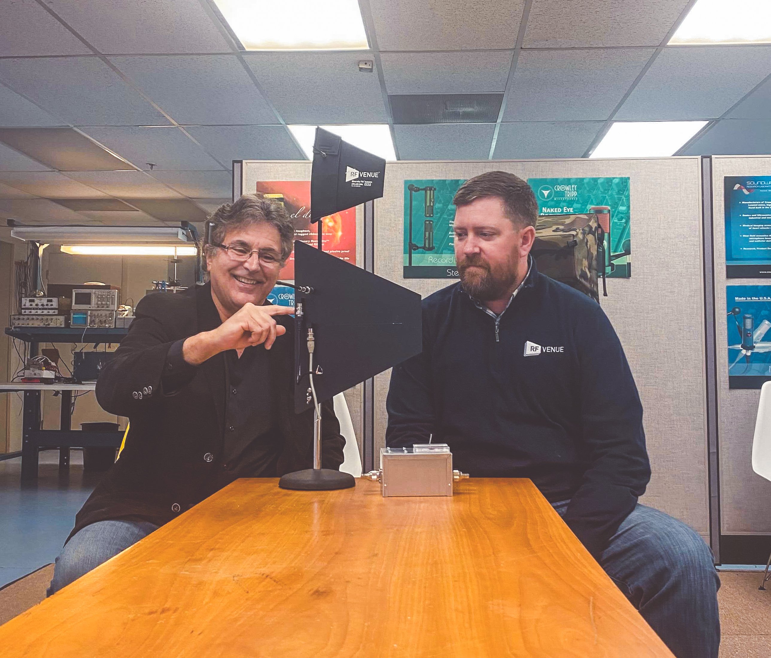 rf venues bob crowley and chris regan with antenna 