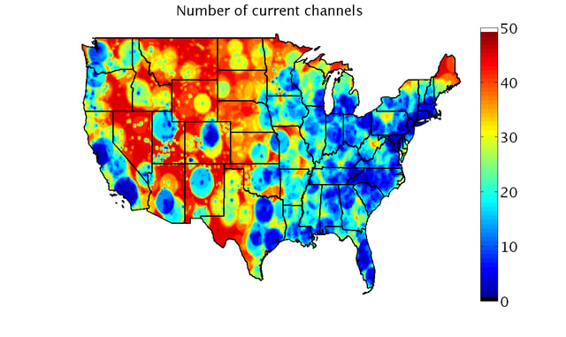 Available UHF channels heatmap