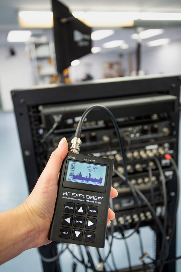 RF Explorer Pro Audio Connected to Wireless Mic System