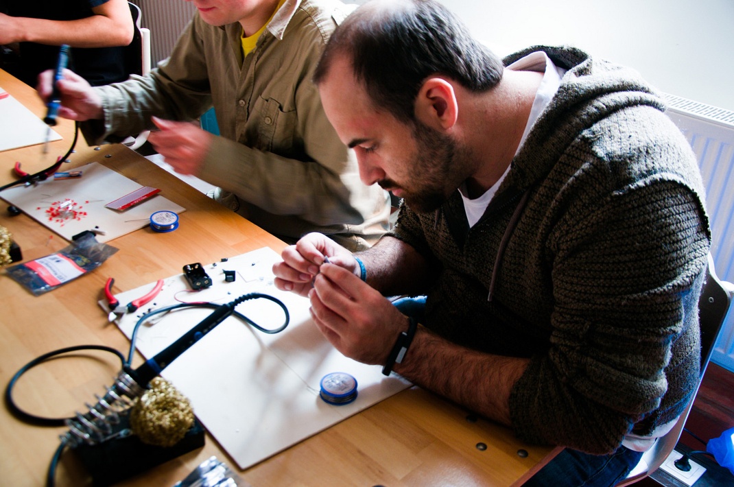 Man soldering